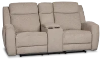 Walker Beige Fabric Reclining Console Loveseat