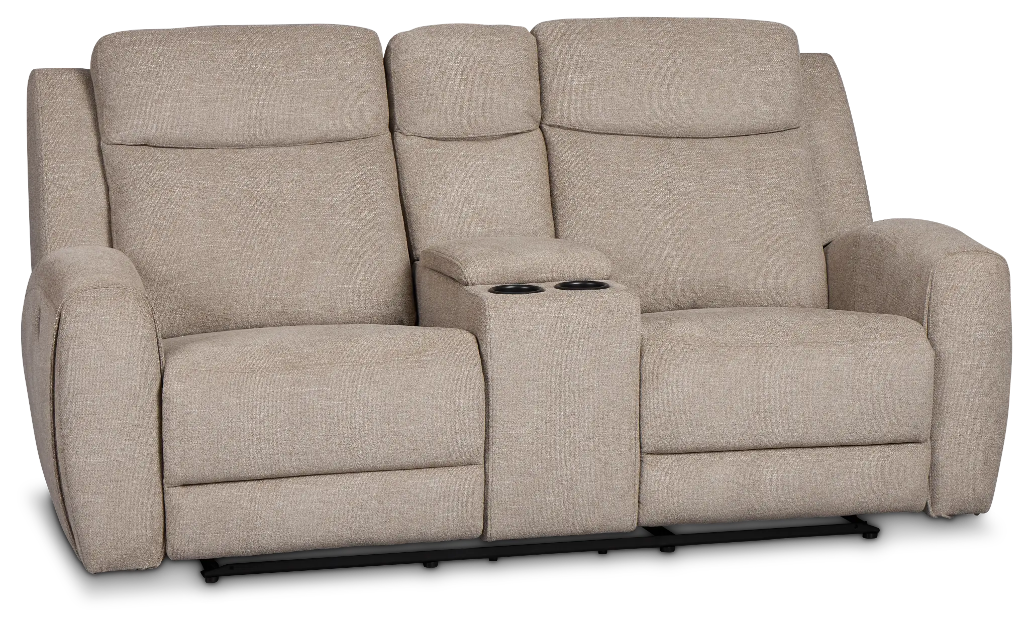 Walker Beige Fabric Reclining Console Loveseat Walker Beige Fabric Reclining Console Loveseat