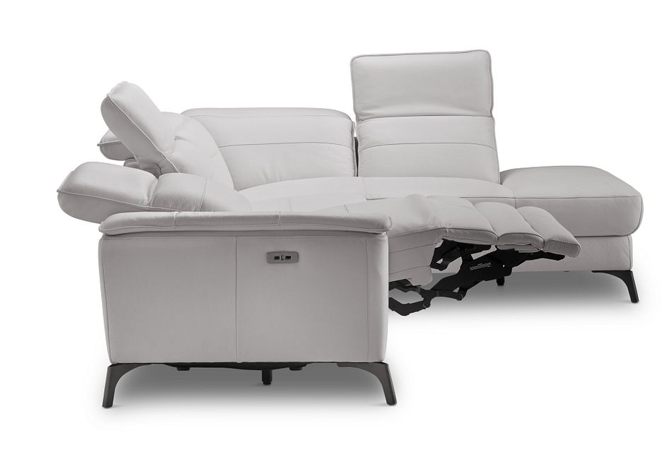 Pearson Gray Leather Right Bumper Power Reclining Sectional