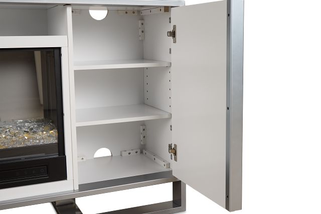 Stanley White 65" Tv Stand With Fireplace Insert