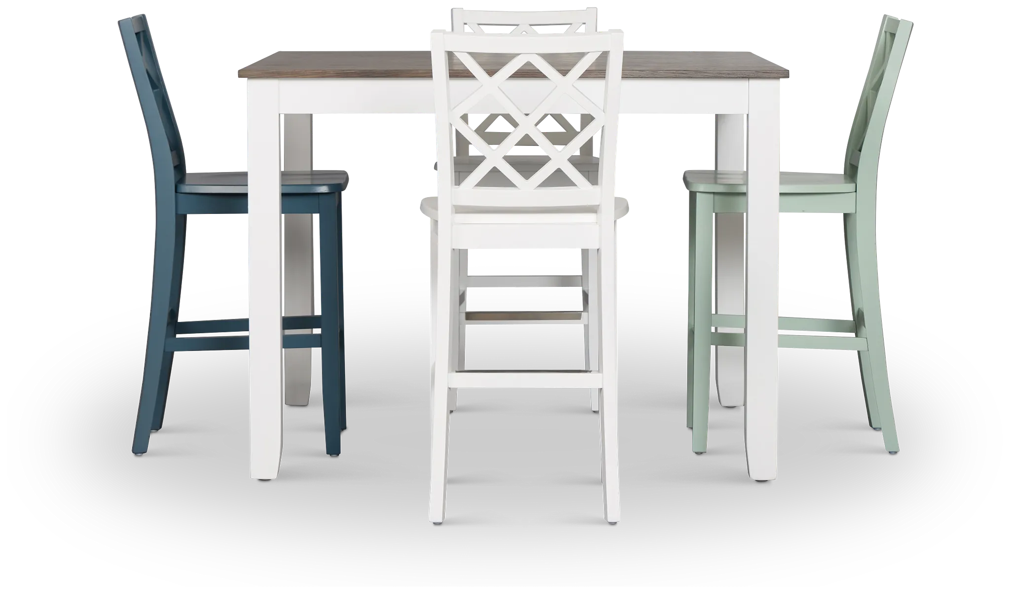 Edgartown Two-tone Square High Table & Mixed Barstools