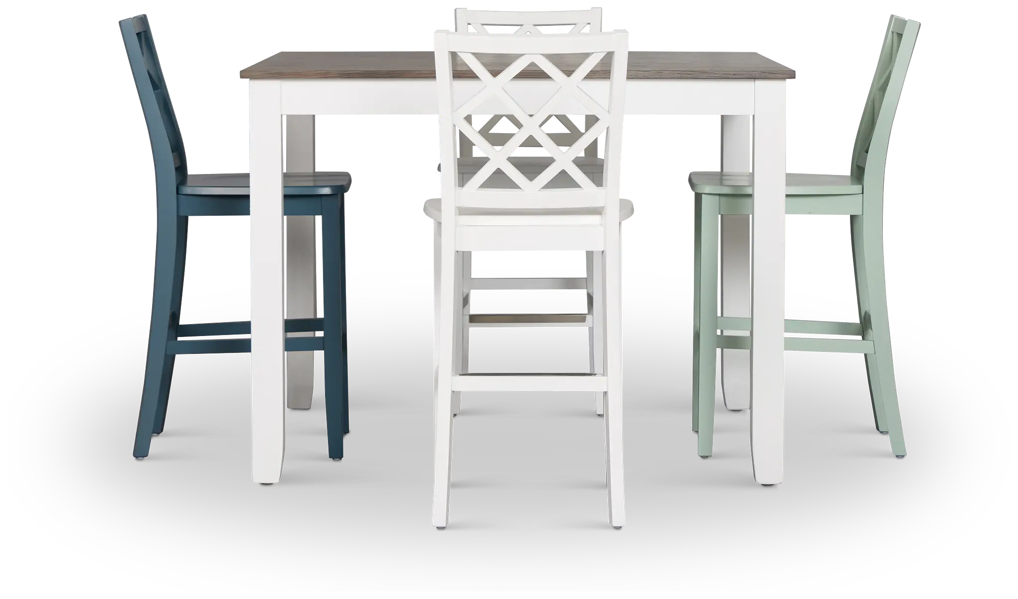 Edgartown Two-tone Square High Table & Mixed Barstools Edgartown Two-tone Square High Table & Mixed Barstools