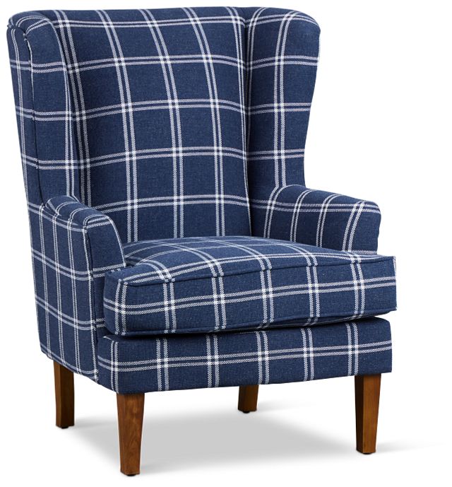 Leyla Dark Blue Fabric Accent Chair