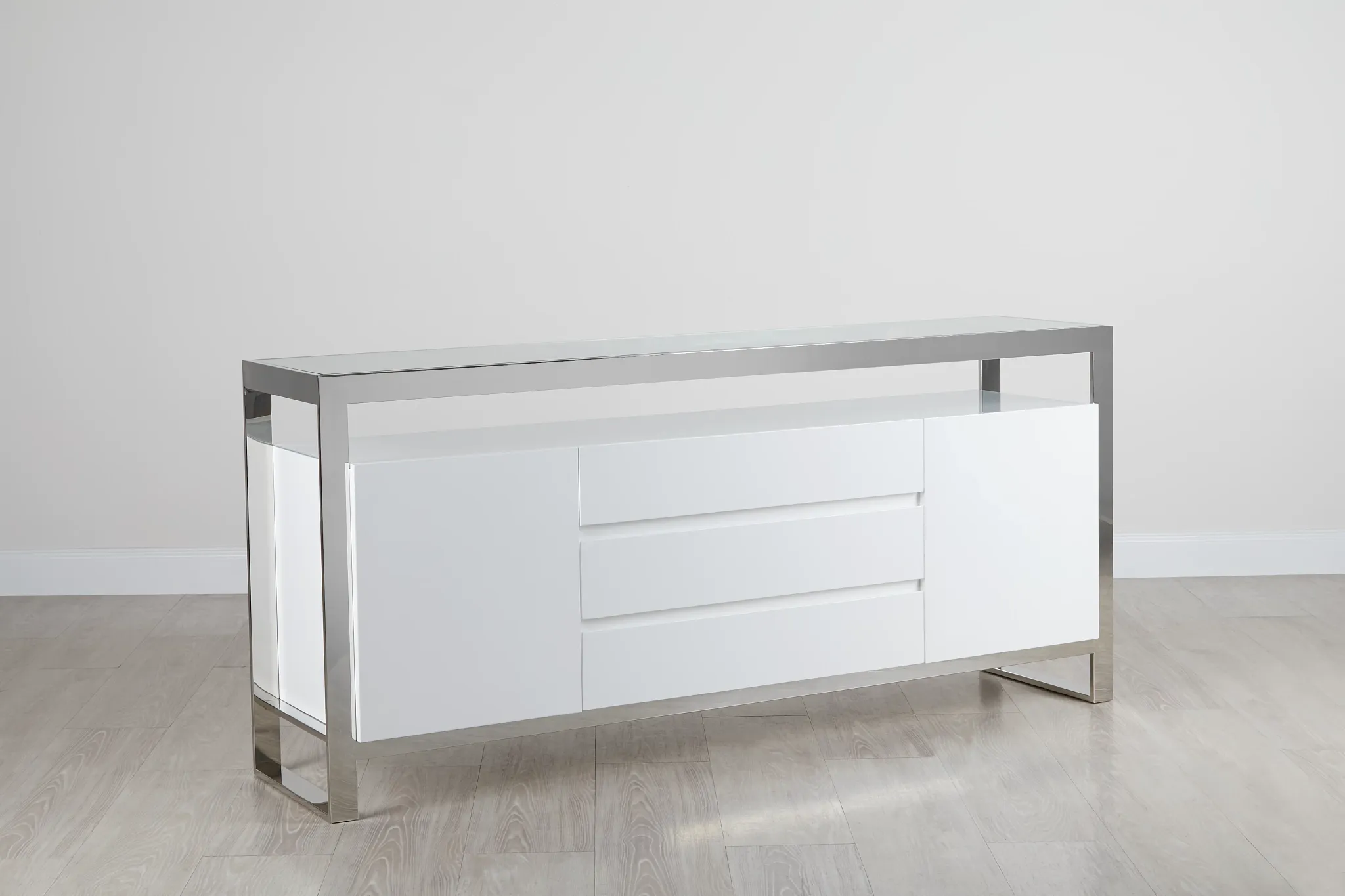 Miami White Glass Buffet