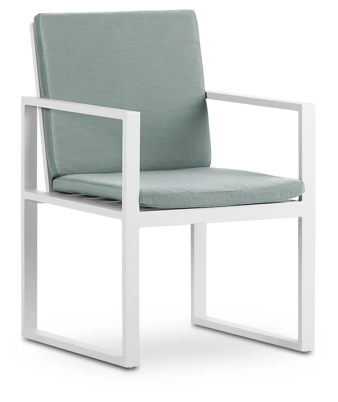 Linear White Teal Aluminum Arm Chair