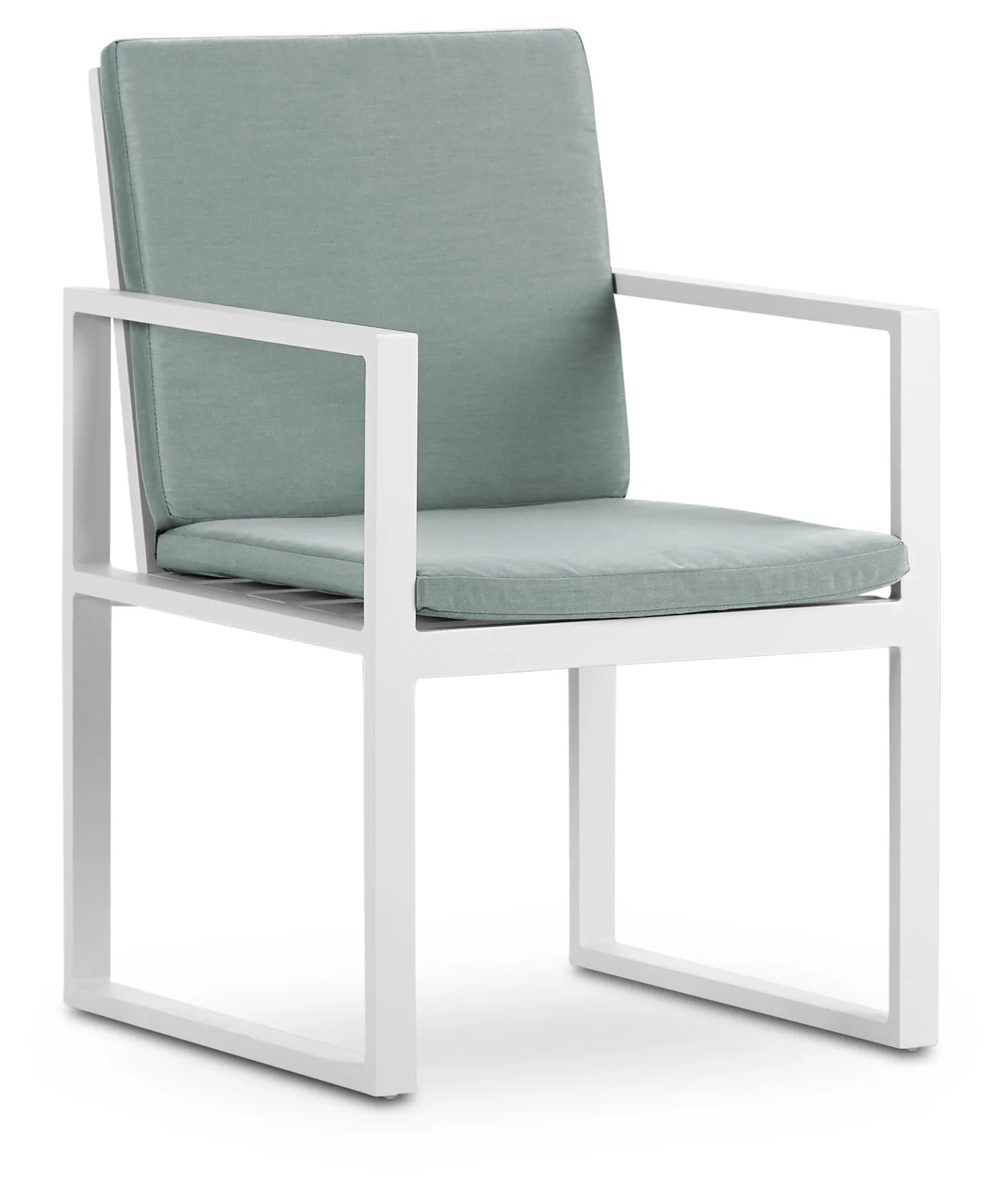 Linear White Teal Aluminum Arm Chair