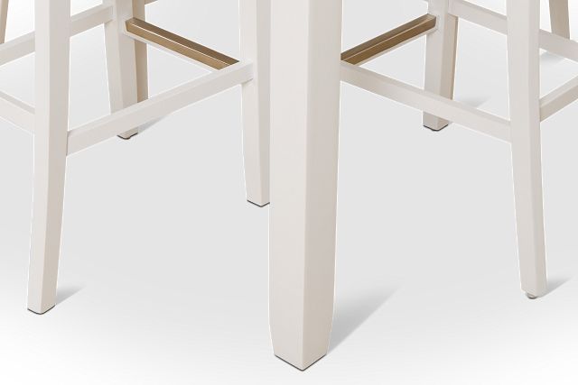 Edgartown White Square High Table & 4 White Wood Barstools