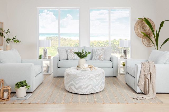 Avalon Light Blue Fabric Loveseat