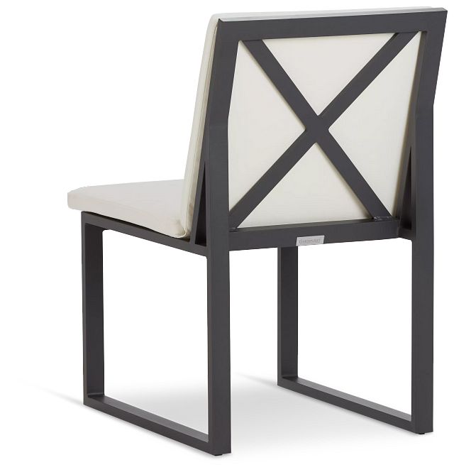 Linear Dark Gray White Aluminum Cushioned Chair (3)