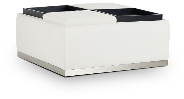 Camden White Micro Cocktail Ottoman With Metal Base With Tray (3)