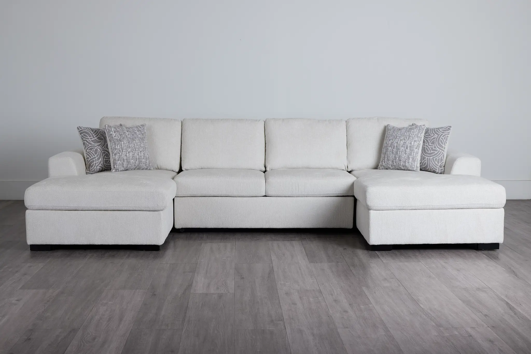 Blakely White Fabric Double Chaise Sleeper Storage Sectional Blakely White Fabric Double Chaise Sleeper Storage Sectional