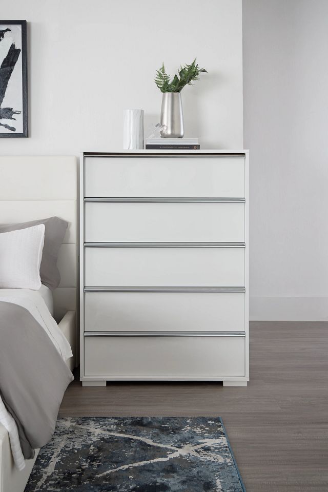 Doral White 5-drawer Chest