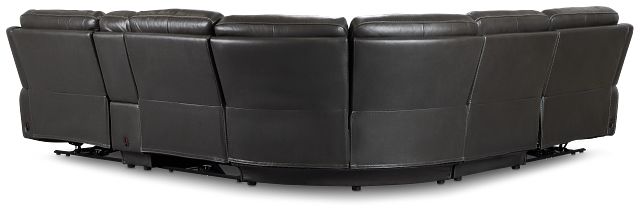 Benji Dark Gray Lthr/vinyl Medium Triple Power 2-arm Sectional