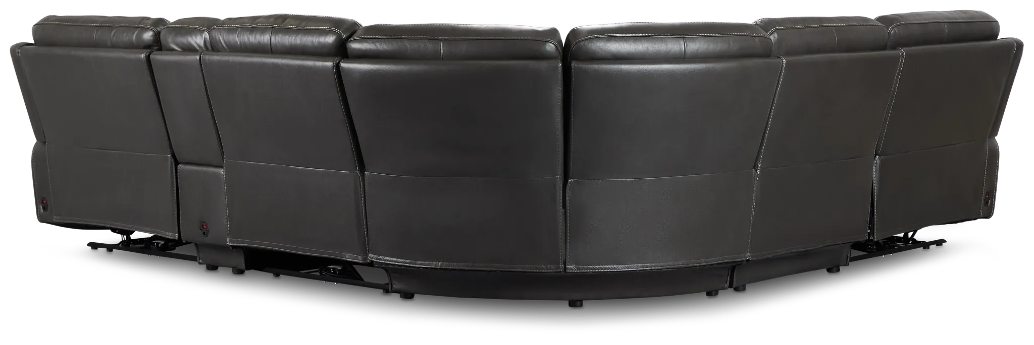 Benji Dark Gray Lthr/vinyl Medium Triple Power 2-arm Sectional