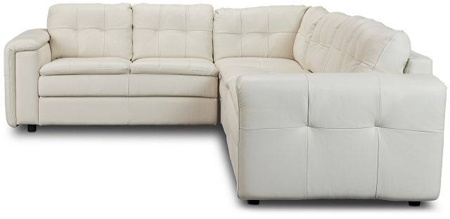 Rowan Light Beige Leather Medium Two-arm Sectional