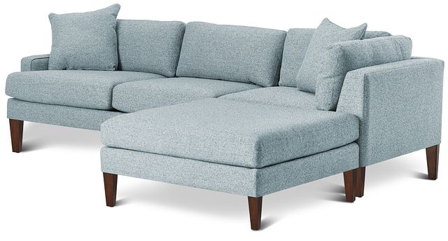 Morgan Teal Fabric Right Bumper Sectional W/ Wood Legs (0)