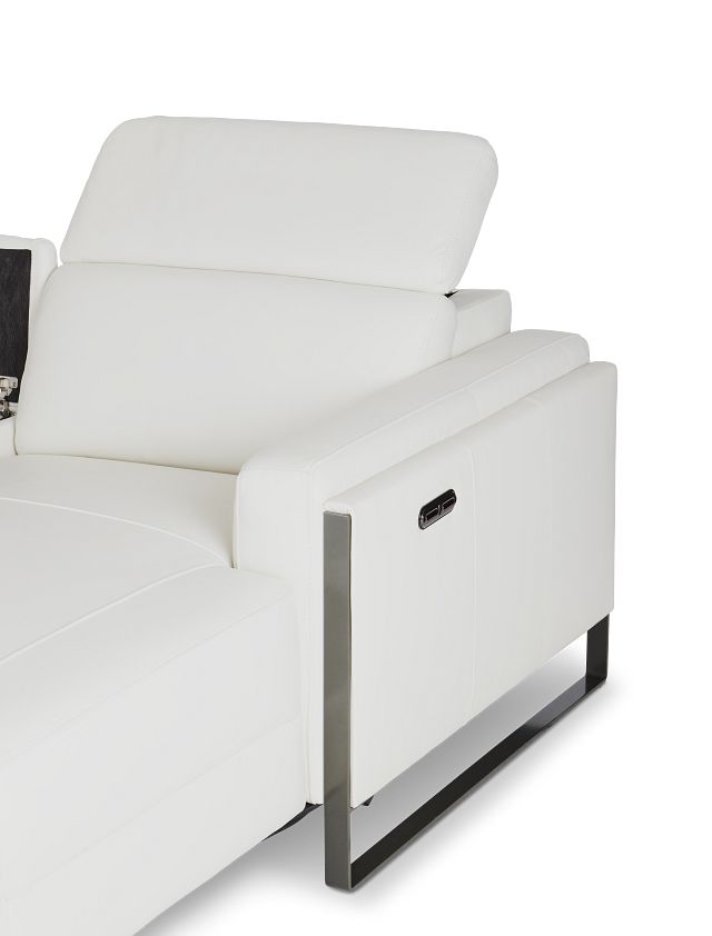 Atlas White Lthr/vinyl Medium Power Reclining Right Chaise Sectional