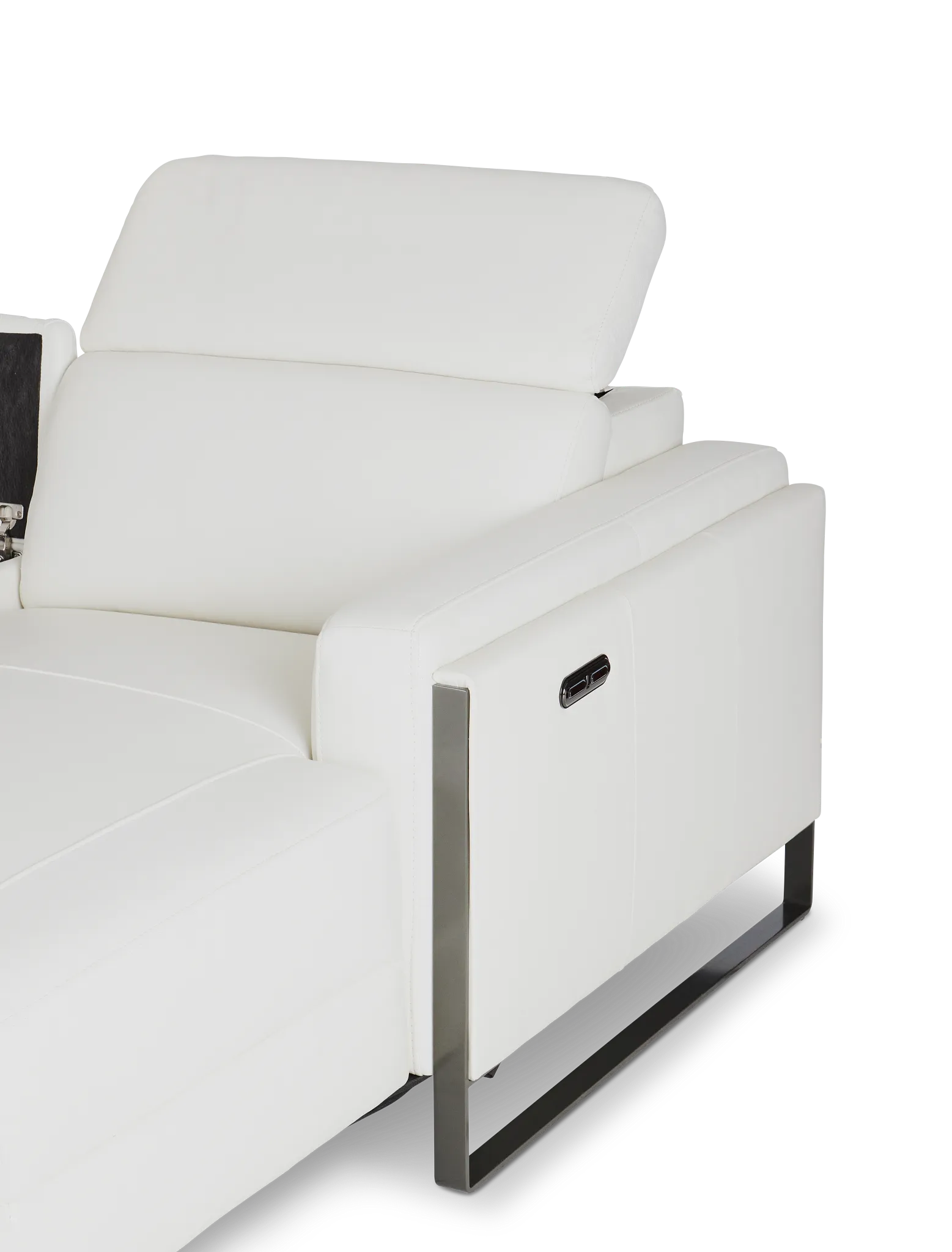 Atlas White Lthr/vinyl Medium Power Reclining Right Chaise Sectional