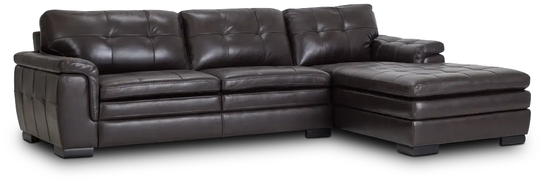 Braden Dark Brown Leather Right Chaise Sectional Braden Dark Brown Leather Right Chaise Sectional