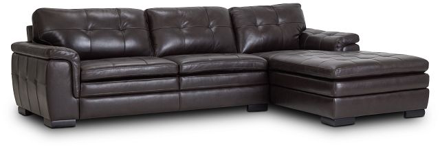 Braden Dark Brown Leather Right Chaise Sectional