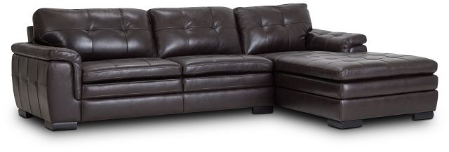 Braden Dark Brown Leather Right Chaise