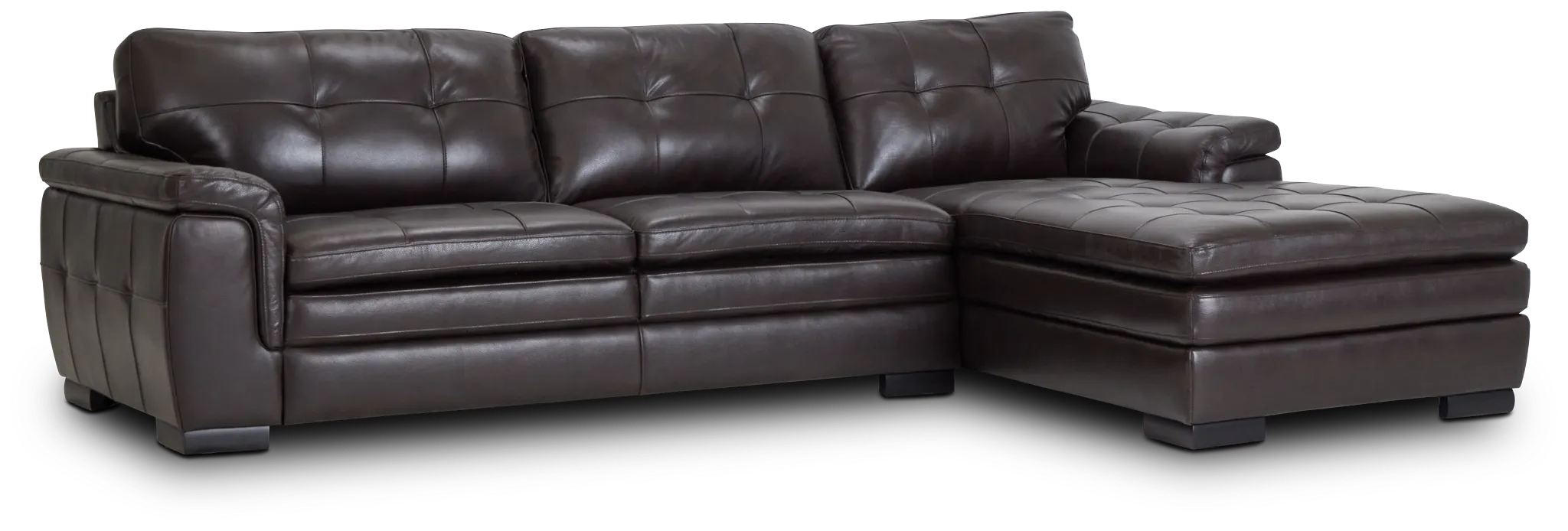 Braden Dark Brown Leather Right Chaise Sectional