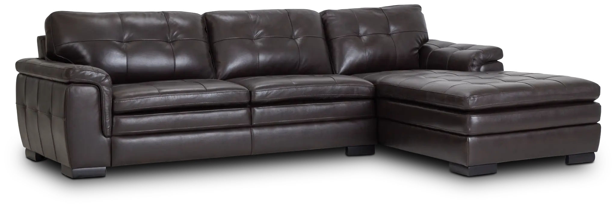 Braden Dark Brown Leather Right Chaise Sectional Braden Dark Brown Leather Right Chaise Sectional