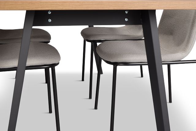 Trento Mid Tone 71" Rectangular Table & 4 Upholstered Chairs
