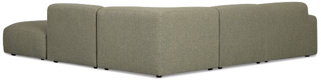 Baylor Green Fabric 5-piece Right Facing Bumper Sectional