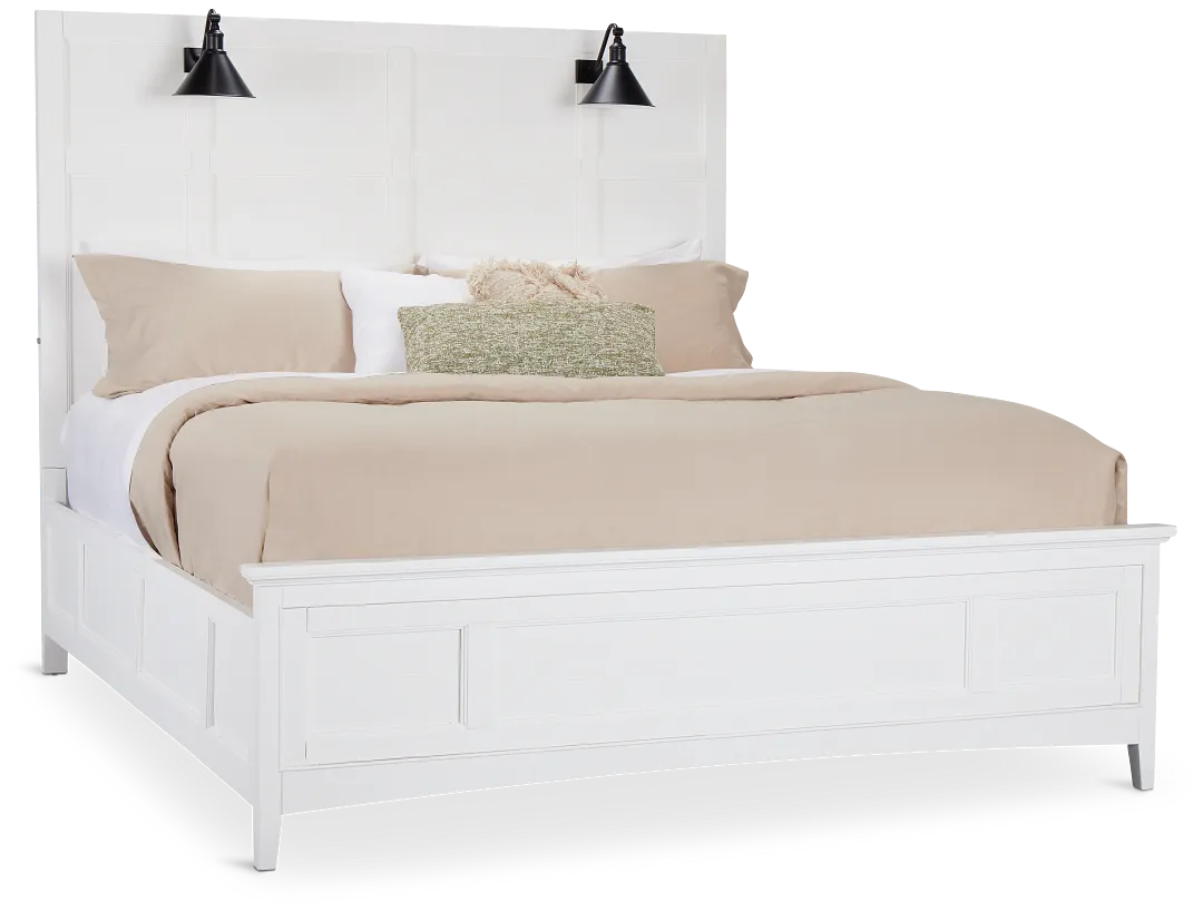 Heron Cove White Panel Bed With Lights