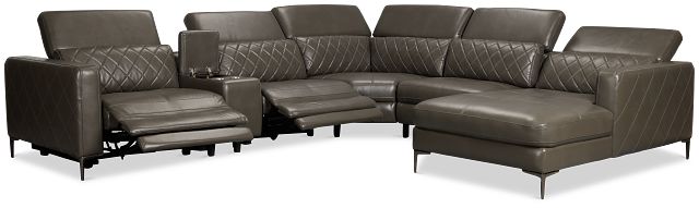 Ava Dark Gray Micro Small Dual Power Right Chaise Sectional
