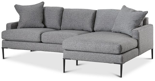 Morgan Dark Gray Fabric Small Right Chaise Sectional W/ Metal Legs