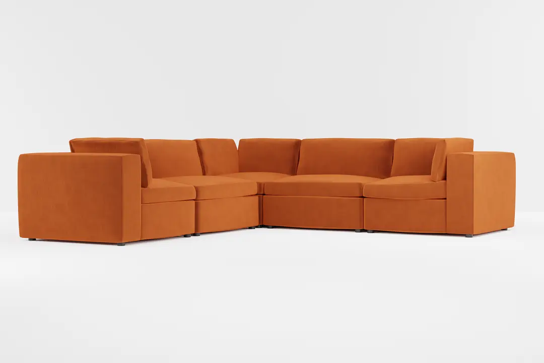 Destin Joya Orange Velvet 5-piece Modular Sectional Destin Joya Orange Velvet 5-piece Modular Sectional