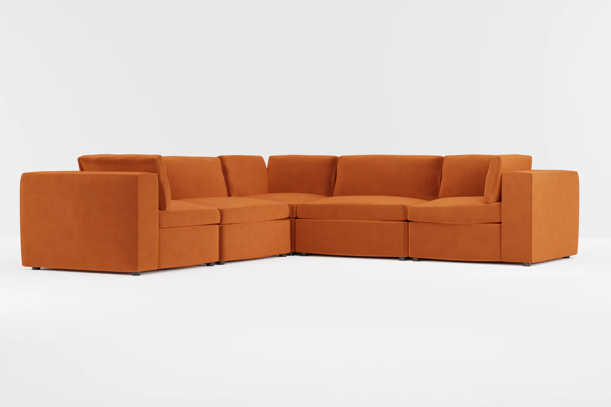 Destin Joya Orange Velvet 5-piece Modular Sectional