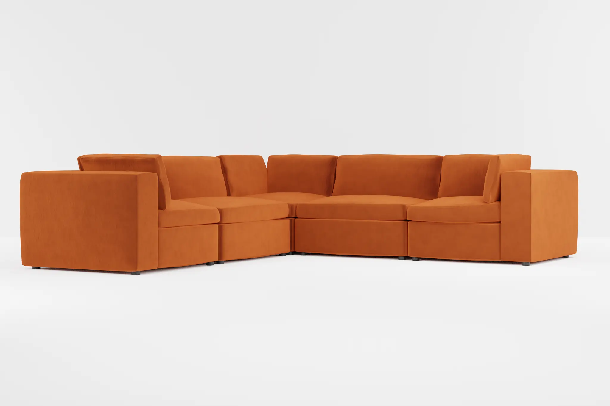 Destin Joya Orange Velvet 5-piece Modular Sectional Destin Joya Orange Velvet 5-piece Modular Sectional