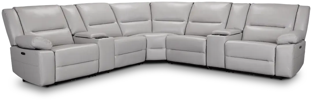 Peyton Light Gray Lthr/vinyl Large Dual Power Reclining Two-arm Sectional Peyton Light Gray Lthr/vinyl Large Dual Power Reclining Two-arm Sectional