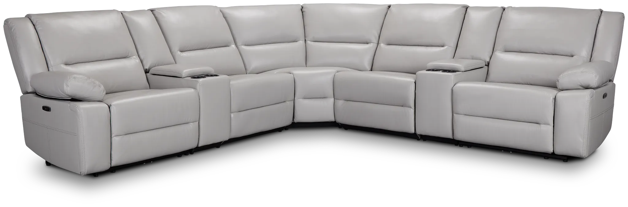 Peyton Light Gray Lthr/vinyl Large Dual Power Reclining Two-arm Sectional