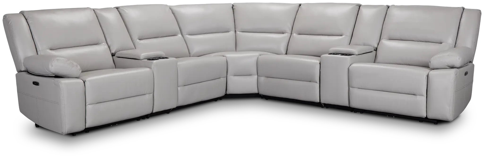 Peyton Light Gray Lthr/vinyl Large Dual Power Reclining Two-arm Sectional Peyton Light Gray Lthr/vinyl Large Dual Power Reclining Two-arm Sectional