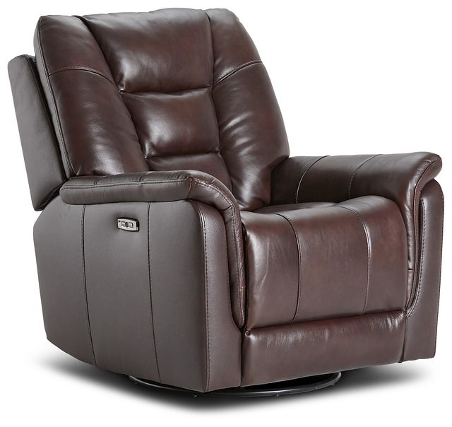 Owen Brown Leather Power Glider Recliner With Power Headrest