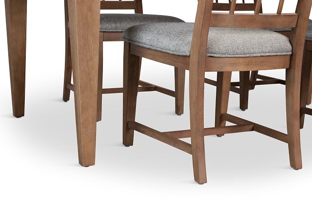 Provo Mid Tone Rect Table & 4 Gray Upholstered Chairs