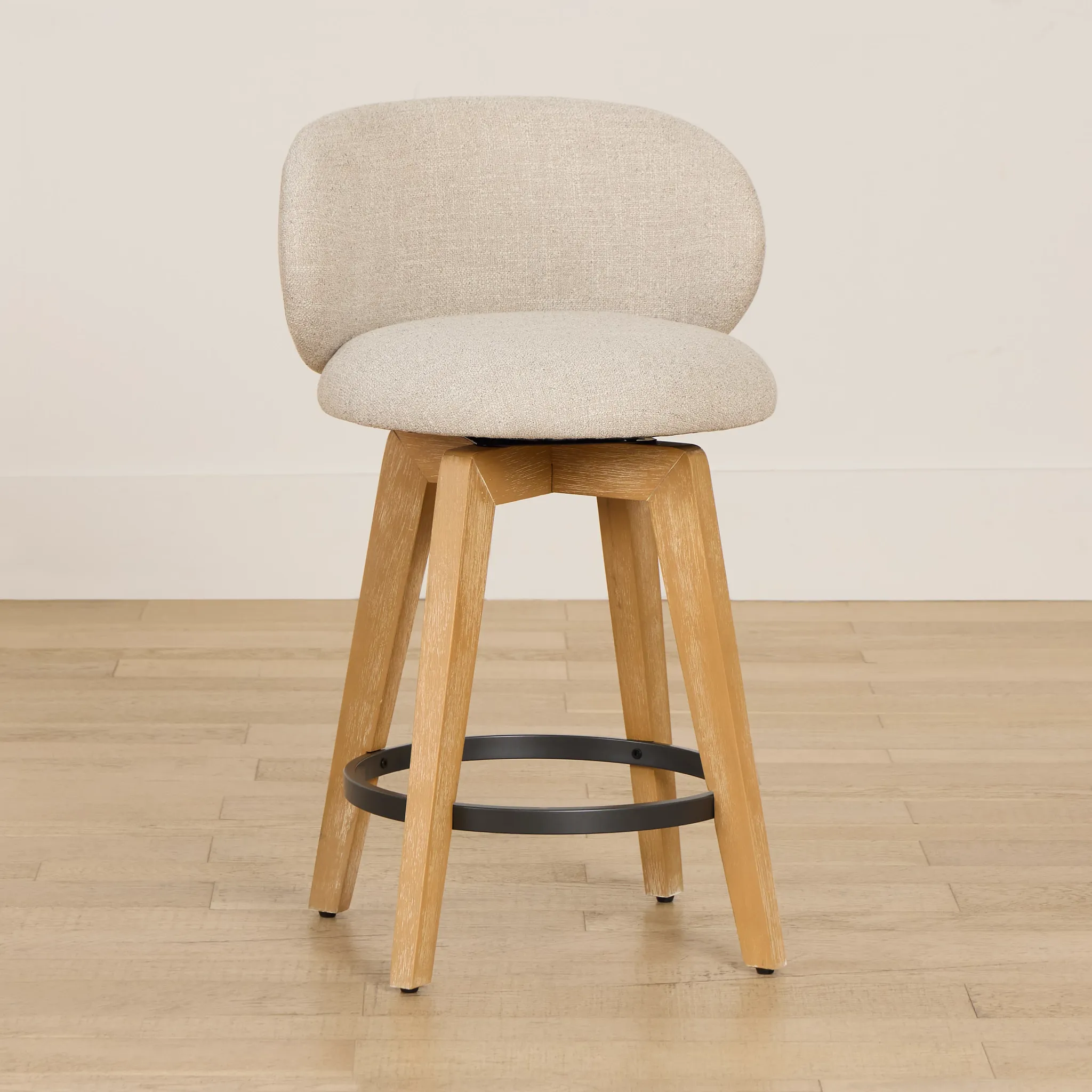 Arlo Light Beige Uph 24" Swivel Barstool