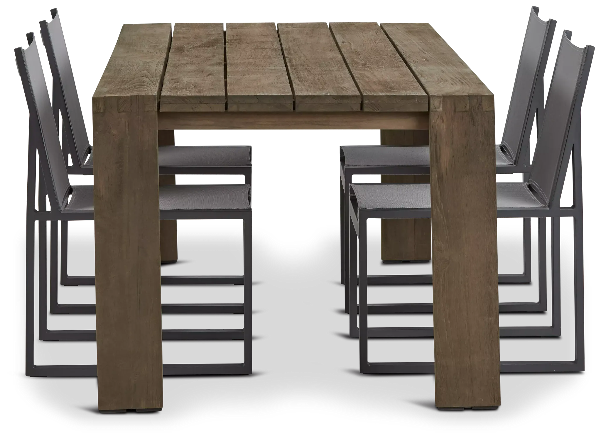 Linear 82" Teak Table & 4 Sling Side Chairs