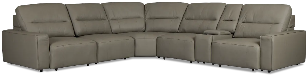 Rudy Gray Lthr/vinyl Medium Tri Power 2 Arm Extension Chaise Sectional