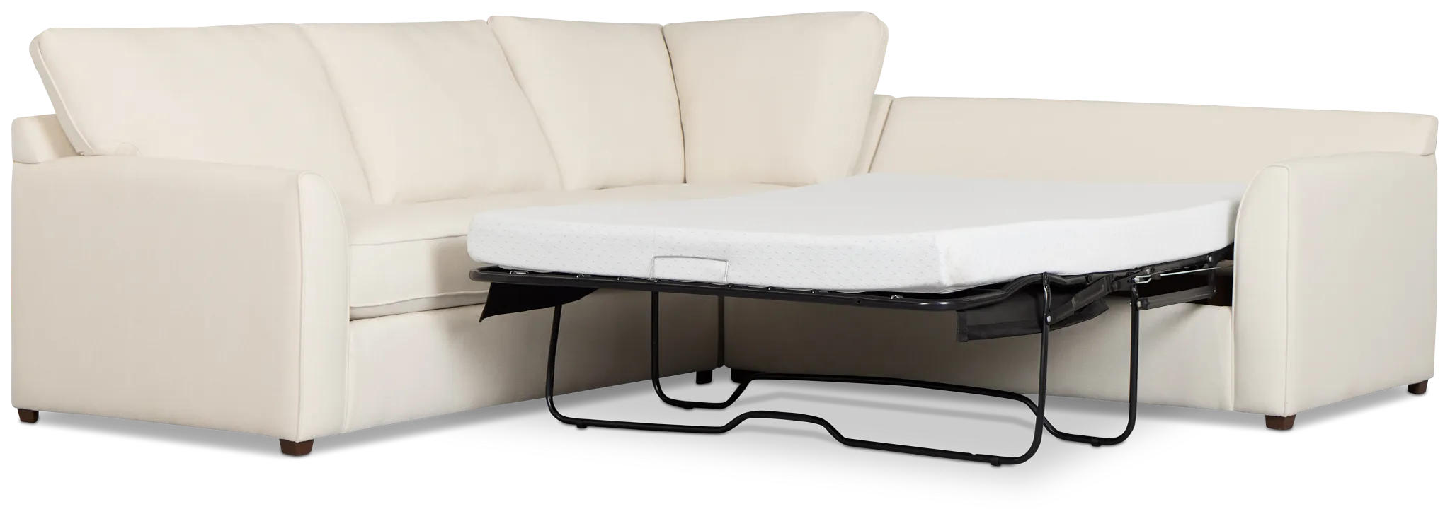 Tate Light Beige Fabric Medium Right Chaise Memory Foam Sleeper Sectional
