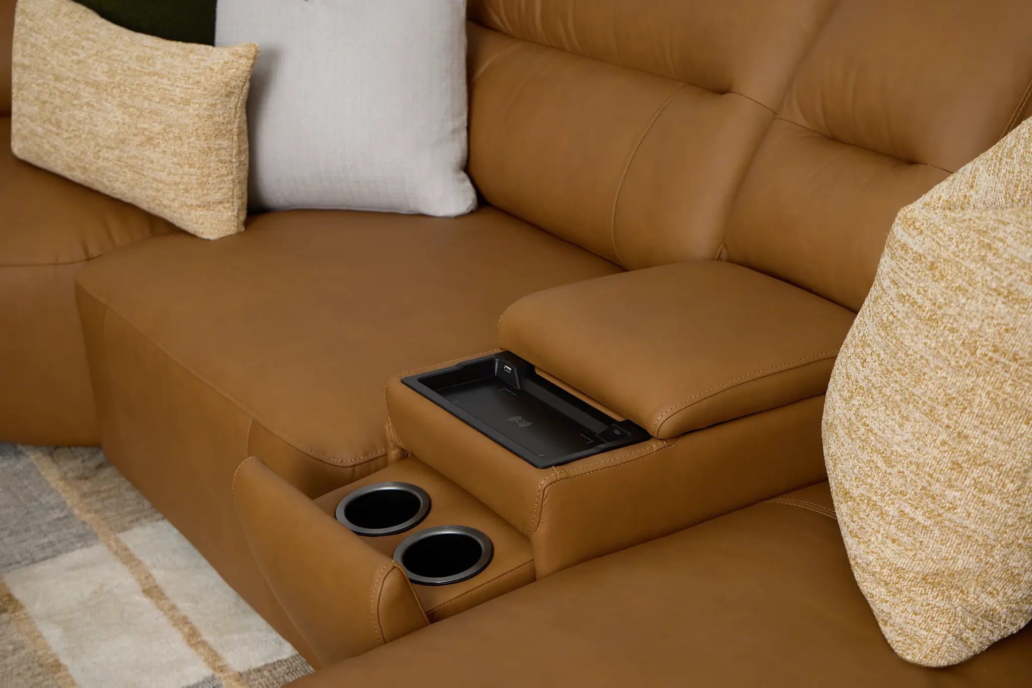 Rudy Brown Lthr/vinyl Medium Tri Power 2 Arm Extension Chaise Sectional Rudy Brown Lthr/vinyl Medium Tri Power 2 Arm Extension Chaise Sectional