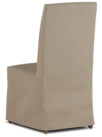 Destination Beige Long Slipcover Chair With Light Tone Leg