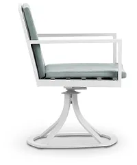 Linear White Teal Swivel Chair