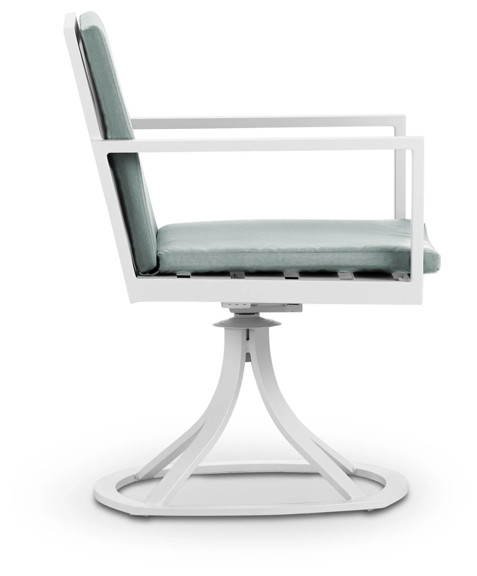 Linear White Teal Swivel Chair