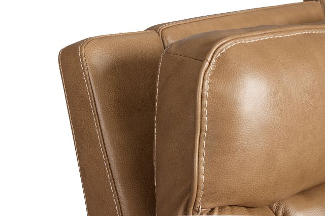 Jasper Light Brown Leather Small Two-arm Power Reclining Sectional