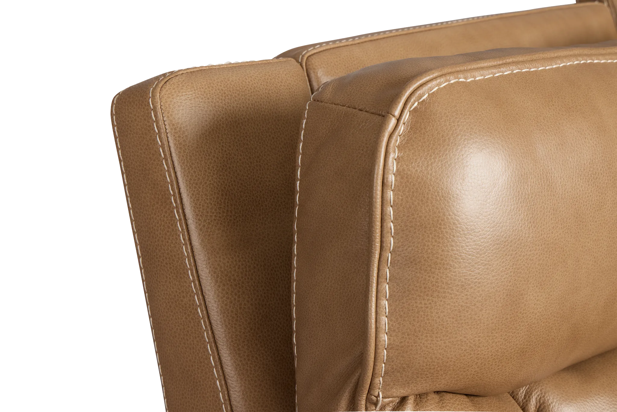 Jasper Light Brown Leather Small Two-arm Power Reclining Sectional